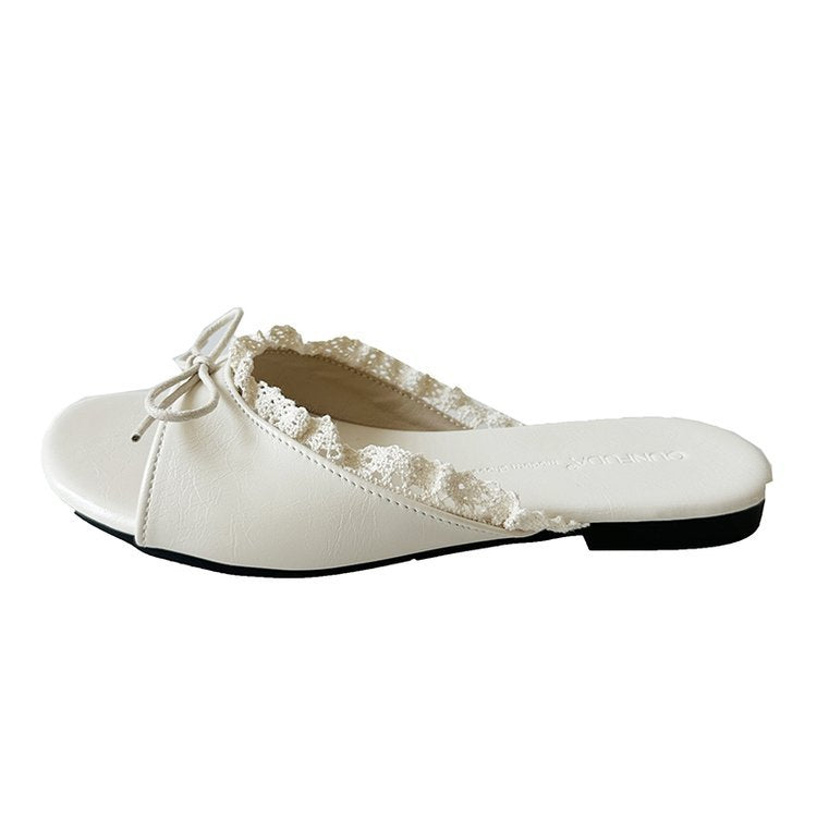 Damen elegante Mules mit Rüschenverzierung EB