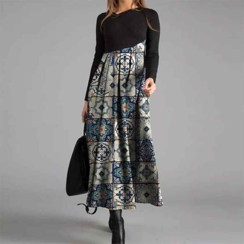 Damen boho-inspiriertes Midikleid mit geschickt kombiniertem Muster EB