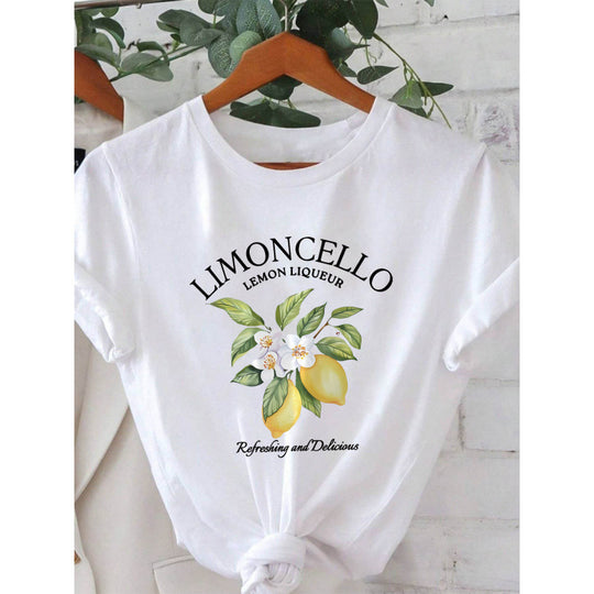 Damen T-Shirt mit frischem Limoncello-Motiv und floralen Akzenten EB