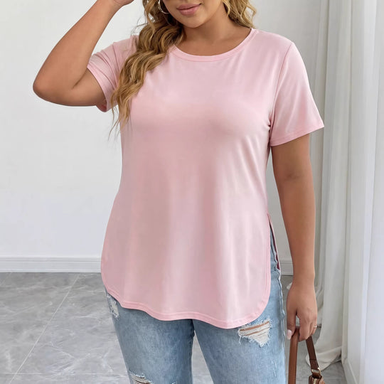 Damen lässiges T-Shirt mit seitlichem Schlitz EB