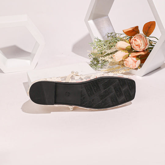 Damen Ballerinas mit zarten Spitzenmotiven EB