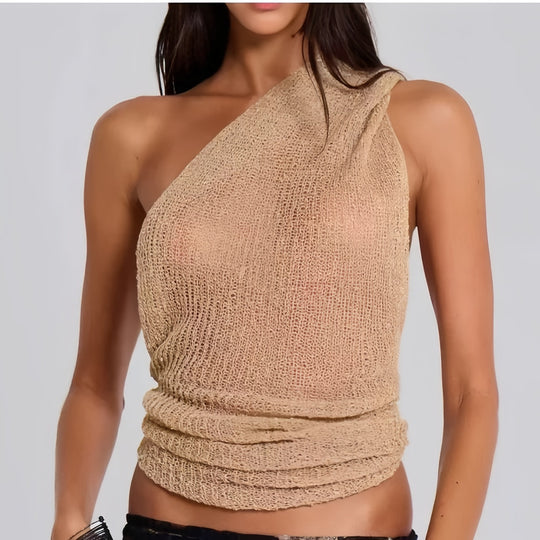 Damen Einseitiges Strickoberteil mit Rüschendetails EB