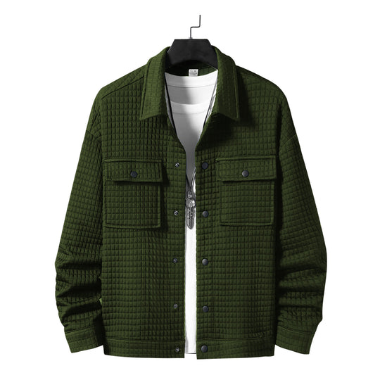 Herren nan gesteppte Overshirtjacke mit quadratischer Steppstruktur und aufgesetzten Brusttaschen EB