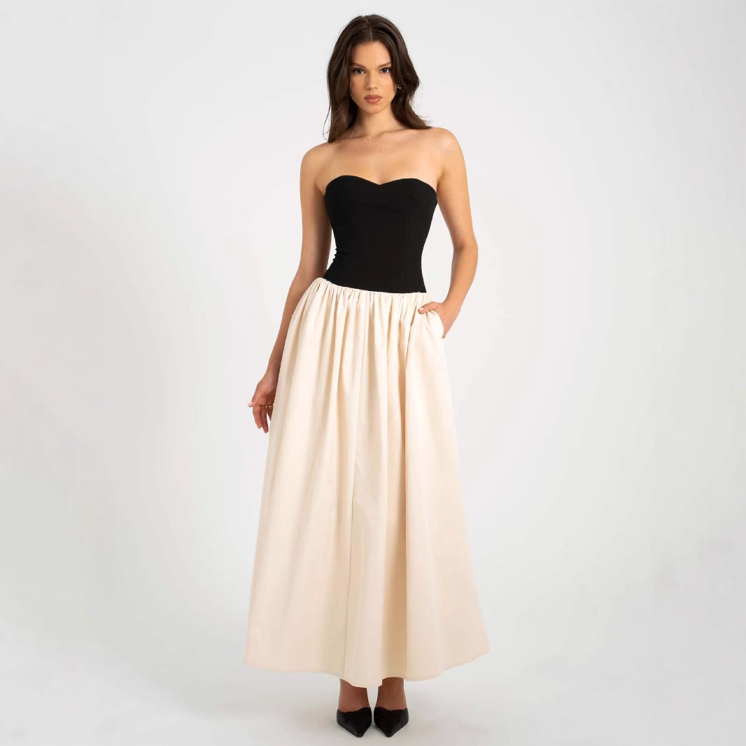 Damen Maxi-Kleid mit bequemem Herz-Ausschnitt und eleganter Raffung EB