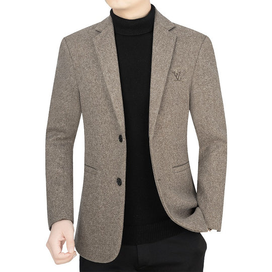 Herren Slim-Fit Sakko im Filzlook mit minimalistischen Pattentaschen EB