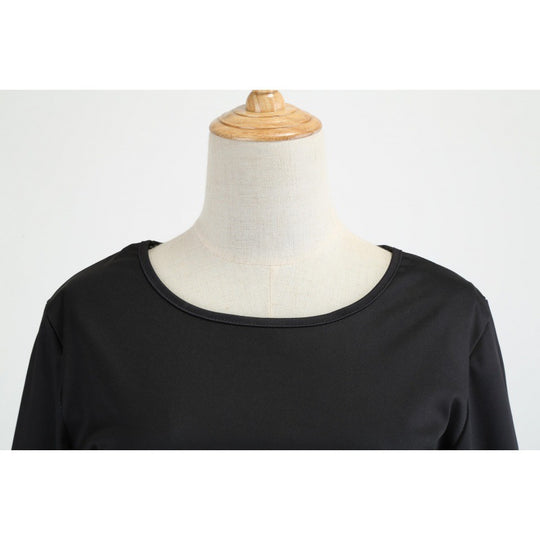 Damen Festliches A-Linien-Kleid mit Weihnachtsprint, Langarm und ausgestelltem Rock EB