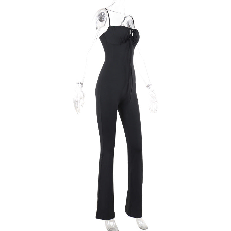 Damen Figurbetonter Jumpsuit mit raffinierter Schnürung EB