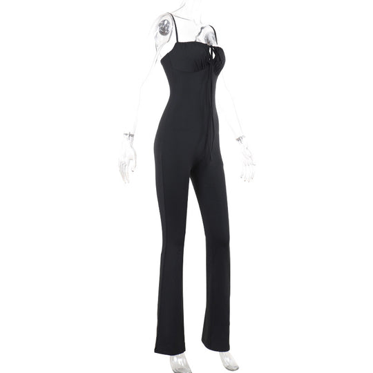 Damen Figurbetonter Jumpsuit mit raffinierter Schnürung EB