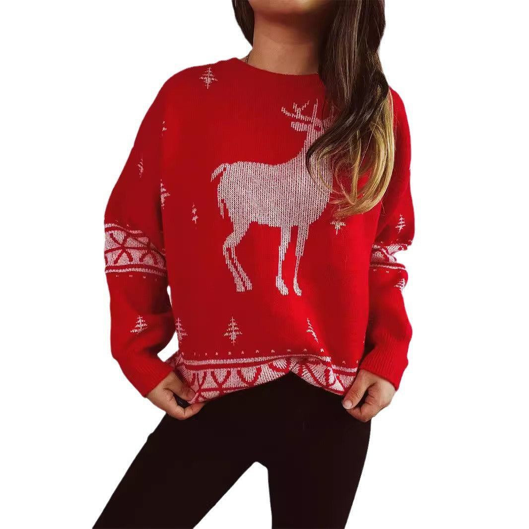 Damen Weihnachts-Pullover mit festlichem Rentier-Motiv und weichem Strick EB