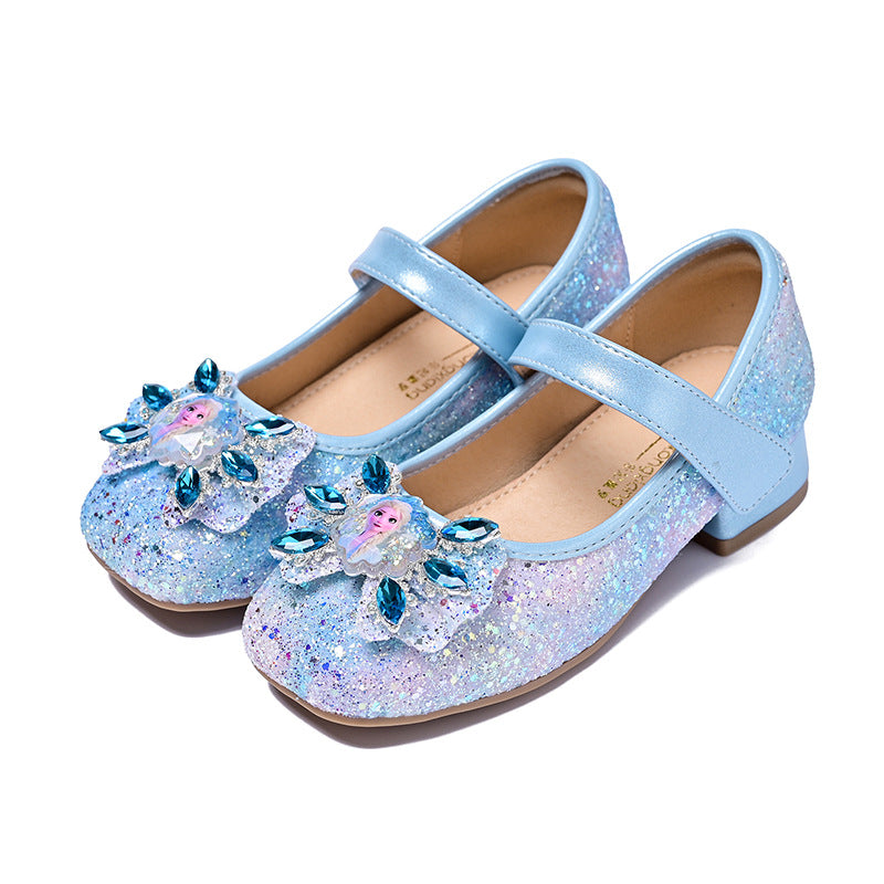 Mädchen Mary Jane Glitzer Ballerinas mit Blumenverzierung EB