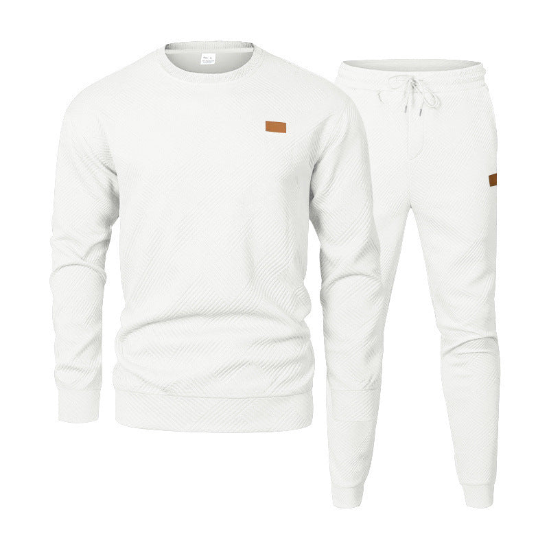 Herren Feinstrukturiertes Lounge-Set mit Rundhals-Pullover & schmaler Jogginghose EB