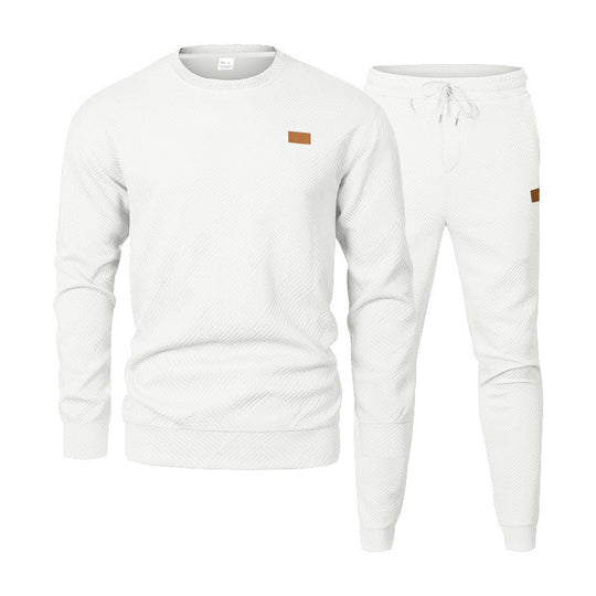 Herren Feinstrukturiertes Lounge-Set mit Rundhals-Pullover & schmaler Jogginghose EB