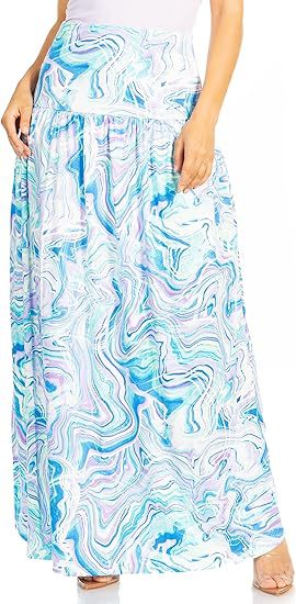 Damen Maxi-Rock mit elastischem Bund und Taschen EB