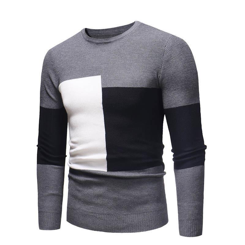Herren Designer Pullover mit modernem Blockmuster EB