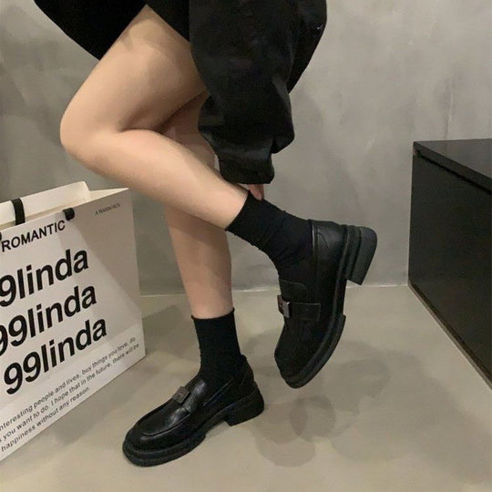 Damen elegante Loafers mit modischen Schnallenverzierungen EB
