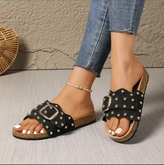 Damen elegante und komfortable Sandalen mit dekorativem Riemendesign EB