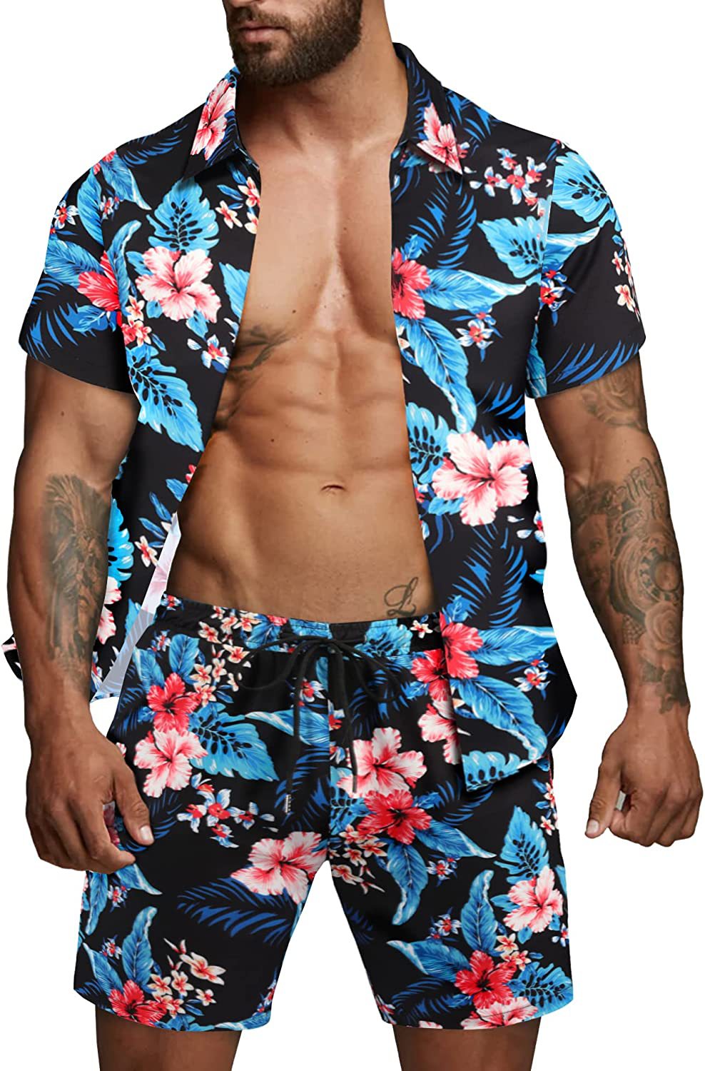 Herren kurzärmliges Hemd und Badeshorts Set EB