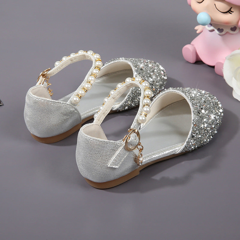 Mädchen Elegante Ballerinas mit Glitzer und Perlen EB