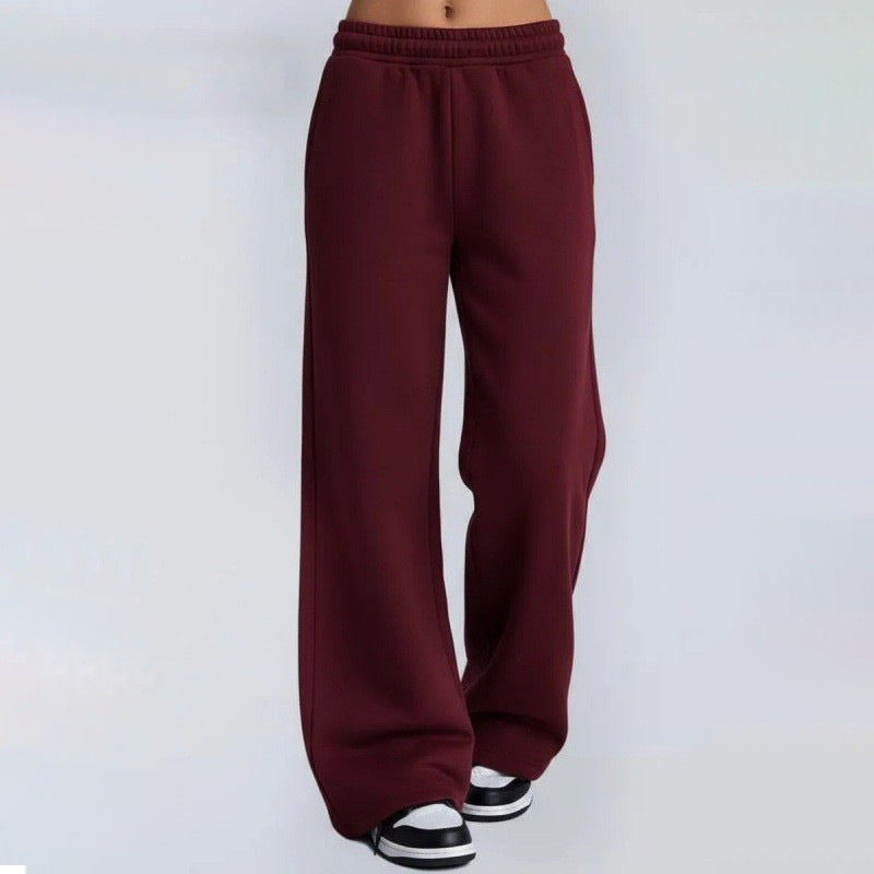 Damen nan fließende Palazzo-Loungehose mit extra weitem Bein elastischem Komfortbund und dezenten Eingrifftaschen EB