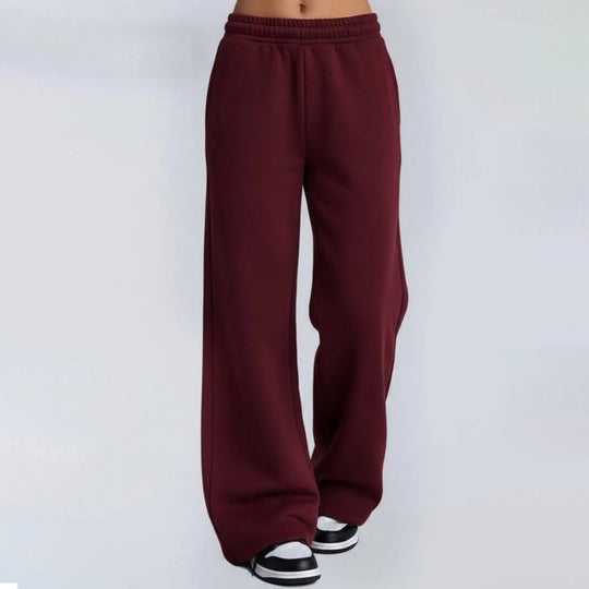 Damen nan fließende Palazzo-Loungehose mit extra weitem Bein elastischem Komfortbund und dezenten Eingrifftaschen EB