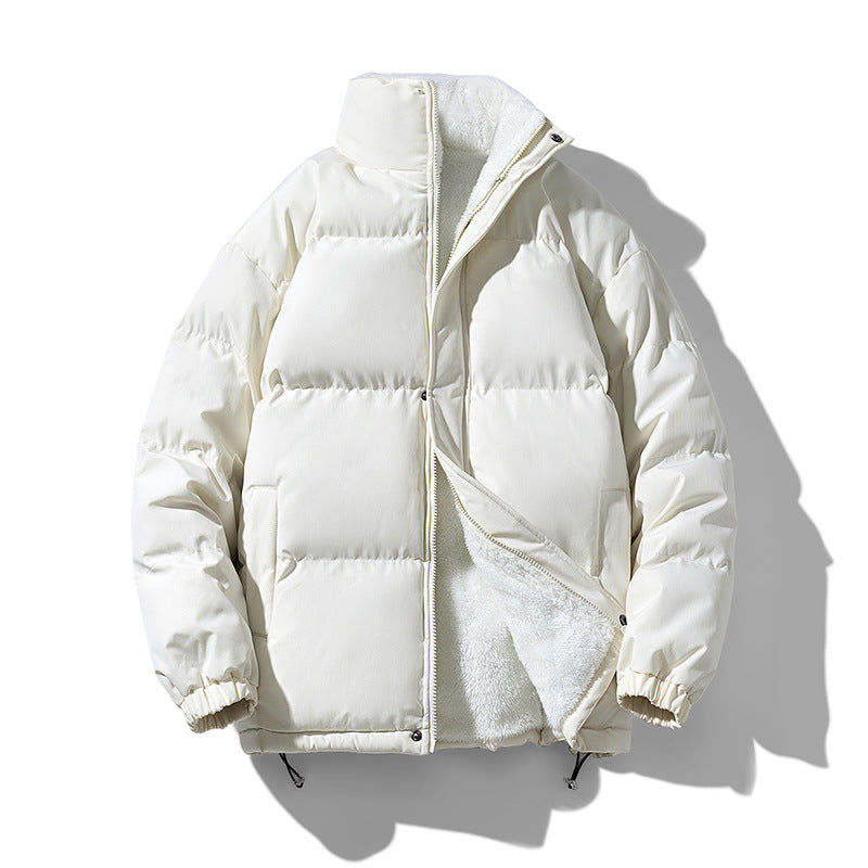 Herren kompakte Thermo-Pufferjacke mit weichem Teddyfutter, hochschließendem Stehkragen und verstellbarem Kordelzug EB