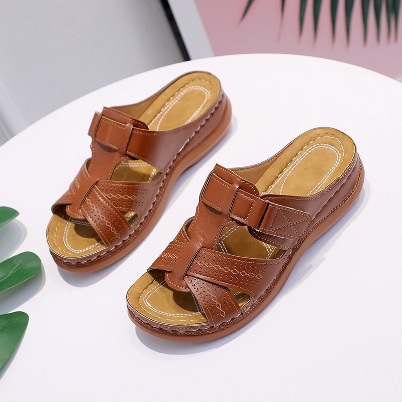 Damen bequeme Klettsandalen mit anatomischem Fußbettdesign EB