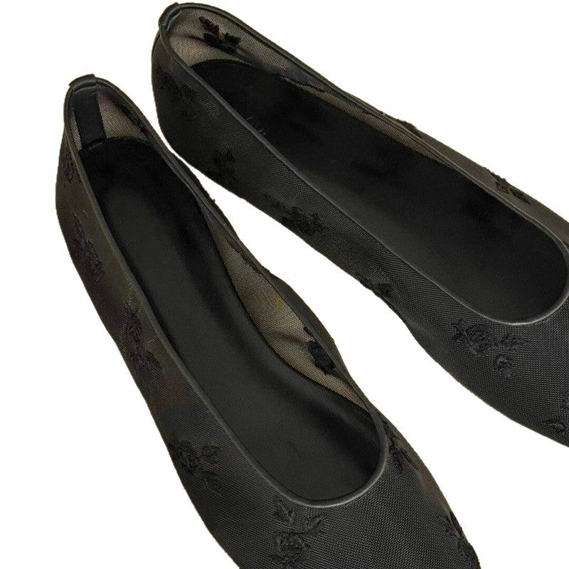 Damen Ballerinas mit floralem Design aus feinem Netzmaterial EB