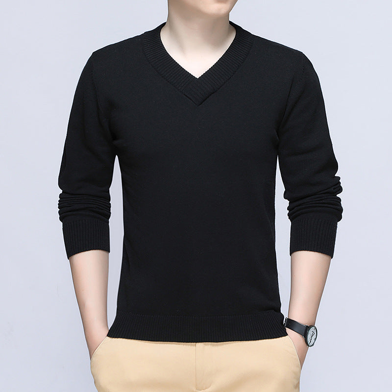 Herren eleganter Pullover mit V-Ausschnitt und feiner Strickstruktur EB