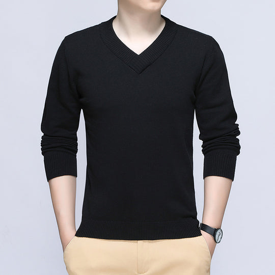 Herren eleganter Pullover mit V-Ausschnitt und feiner Strickstruktur EB