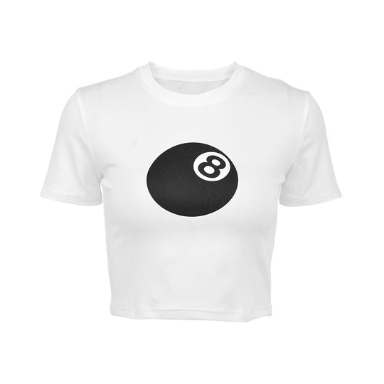 Damen cropped T-Shirt mit einzigartigem 8-Ball-Motiv und lässigem Schnitt EB