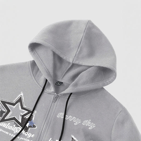 Herren Kapuzenjacke mit praktischem Reißverschluss und stylischem Sternenmotiv EB