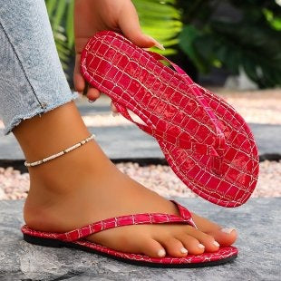 Damen Bunte und stylische Zehentrenner-Sandalen EB