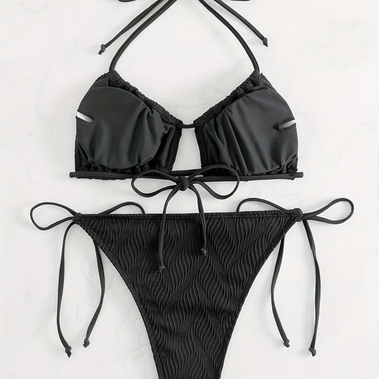 Damen Triangel-Bikini mit raffiniertem Rüschendesign EB