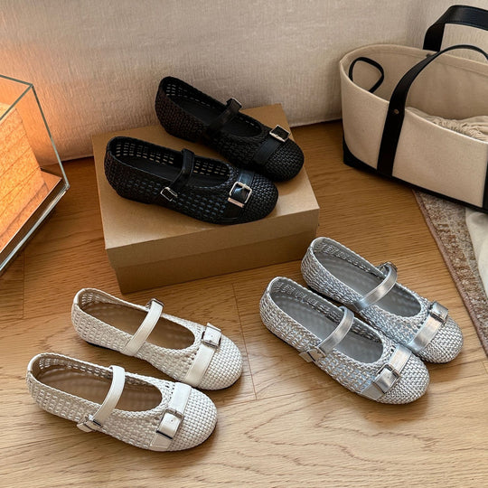 Damen Mary Jane Ballerinas mit modischem Riemchen und eleganter Schnalle EB