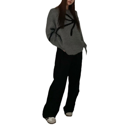 Damen Strickpullover mit modischem Schleifenmuster EB