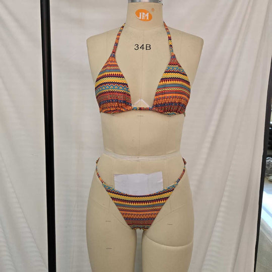 Damen Triangel-Bikini mit buntem Ethno-Muster EB