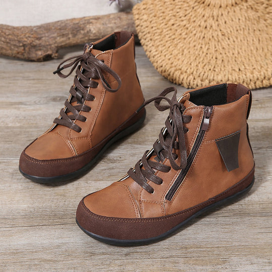 Damen  hochgeschnittene Freizeit-Sneaker-Stiefelette mit seitlichem Reißverschluss gepolstertem Fußbett und rutschfester Gummisohle EB