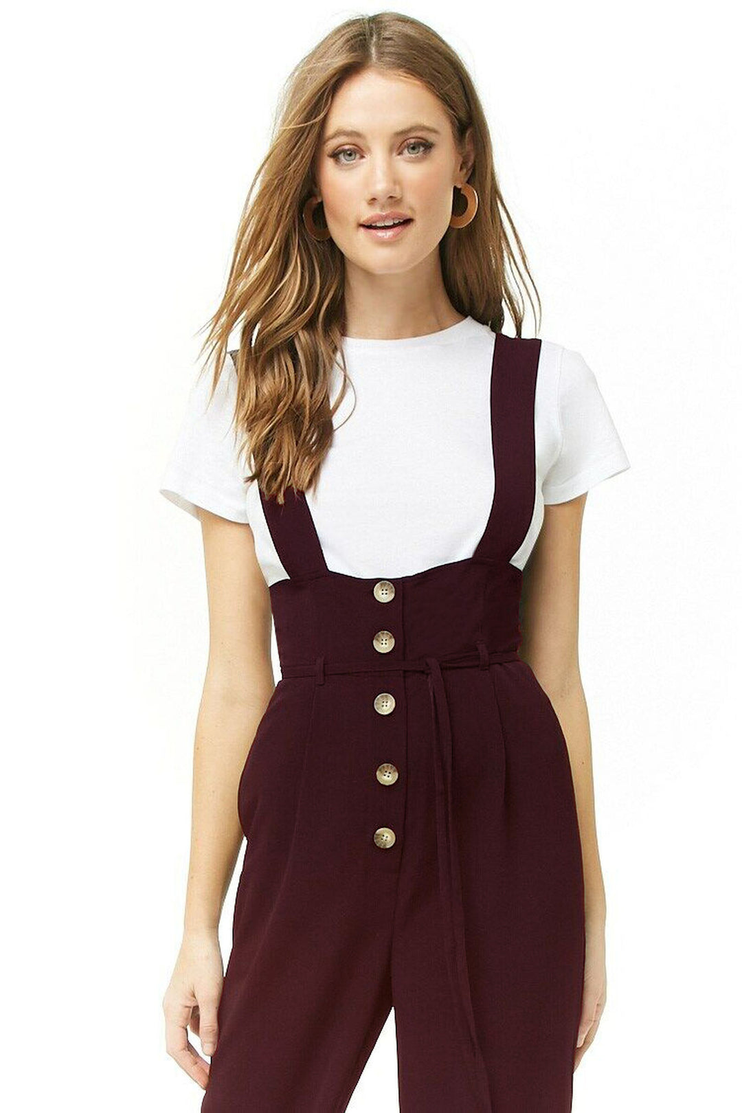 Damen Hochwertiger Jumpsuit mit blickdichten Trägern und Knopfdetail EB
