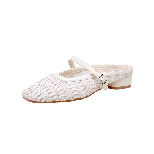 Damen elegante und luftige Slingback-Pantoletten mit dekorativem Flecht-Design EB