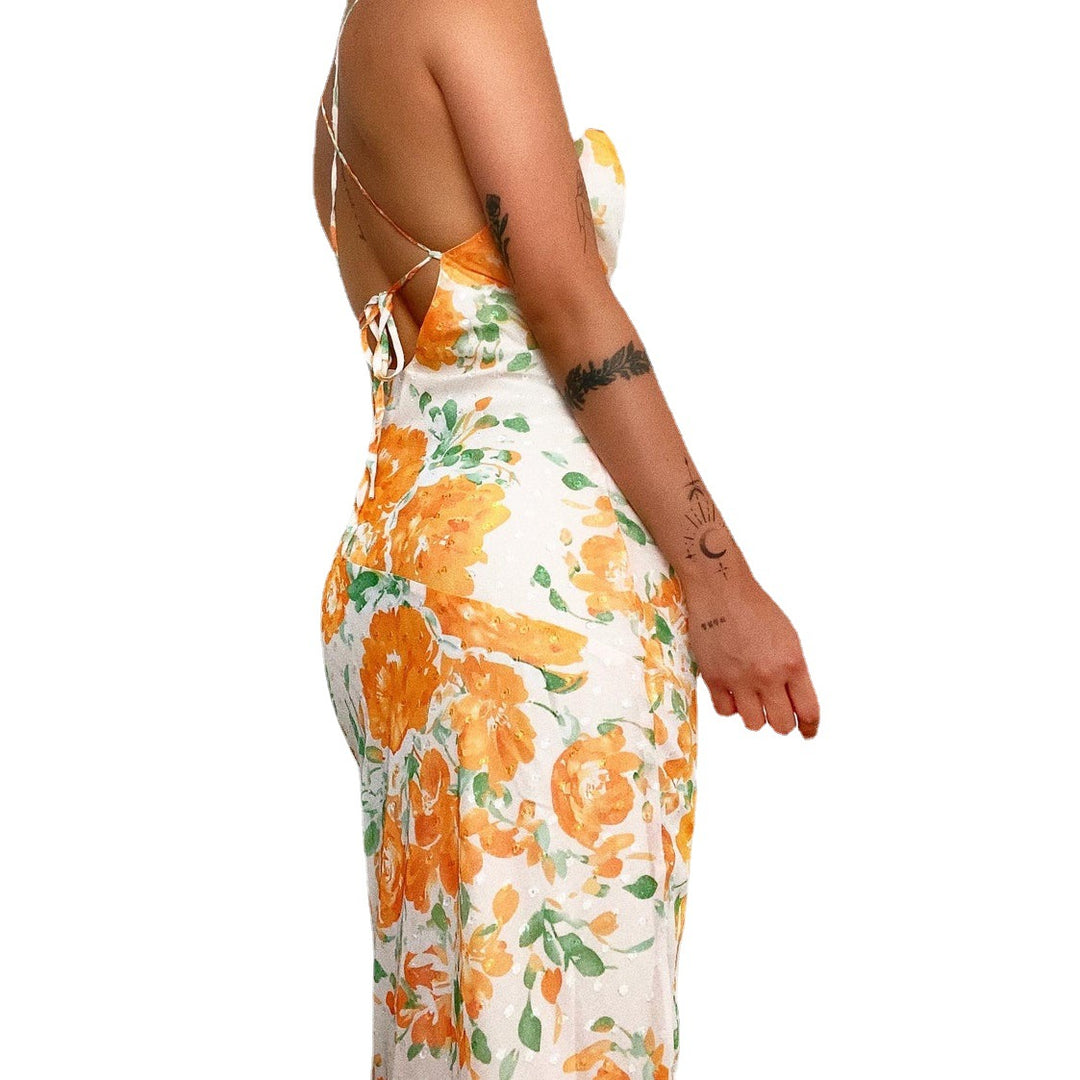 Damen Blumenmuster Maxikleid EB