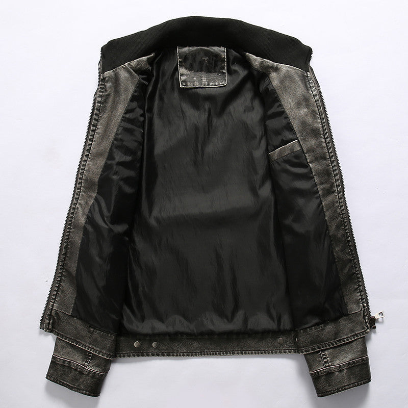 Herren robuste Kunstlederjacke im Military-Stil EB