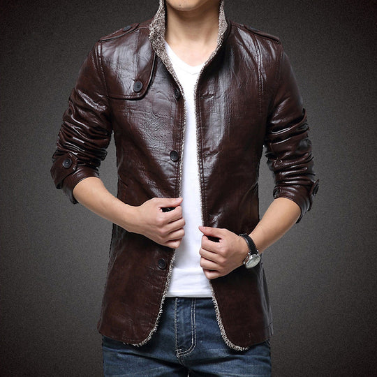 Herren Kunstlederjacke mit warmem Innenfutter EB