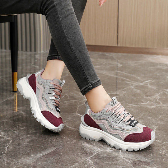 Damen trendige Chunky Sneakers mit atmungsaktivem Mesh und stabiler Sohle EB