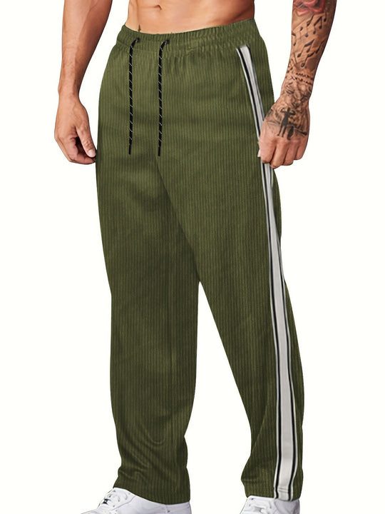 Herren nan gerippte Relax-Jogginghose mit weitem Bein, seitlicher Paspel und elastischem Kordelbund EB