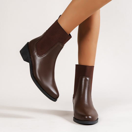 Damen Stiefeletten mit elastischem Schaft und komfortablem Blockabsatz EB