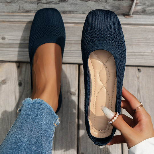 Damen Stylish und bequeme Ballerinas mit elastischem Obermaterial EB