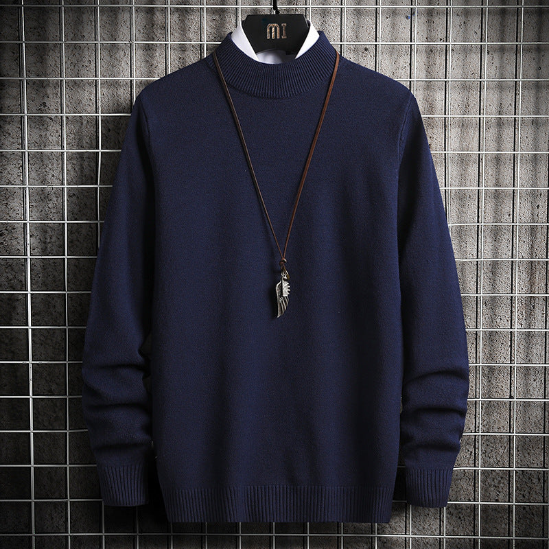 Herren nan Premium Stehkragenpullover aus feinem Baumwoll-Mix mit gerippten Bündchen und schmaler Silhouette EB