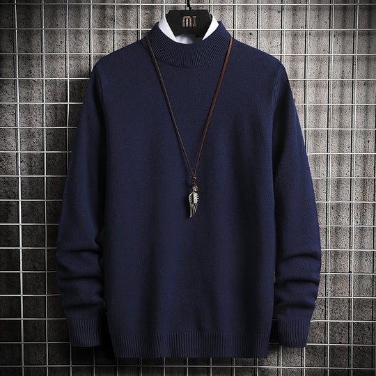 Herren nan Premium Stehkragenpullover aus feinem Baumwoll-Mix mit gerippten Bündchen und schmaler Silhouette EB