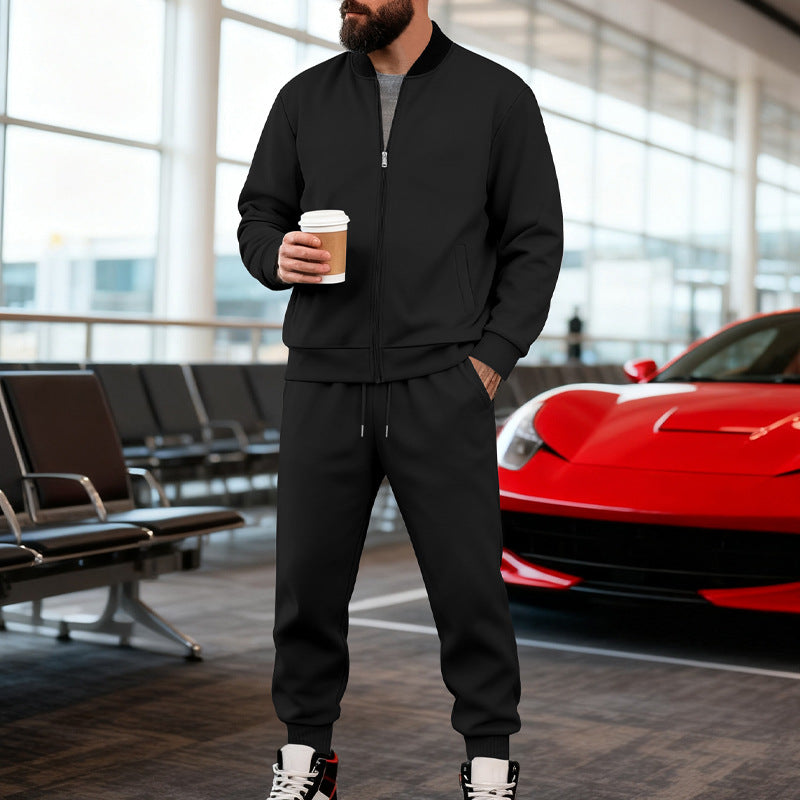 Herren nan sportlicher Freizeitanzug aus weicher Baumwollmischung mit Reißverschlussjacke und elastischer Jogginghose EB