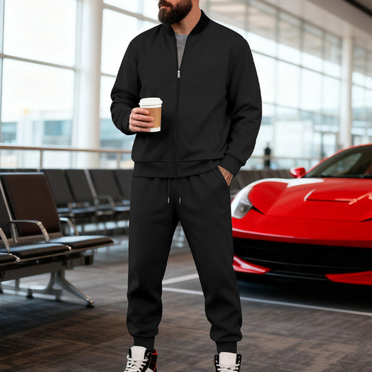 Herren nan sportlicher Freizeitanzug aus weicher Baumwollmischung mit Reißverschlussjacke und elastischer Jogginghose EB